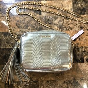 Victoria's Secret Silver Snakeskin Gold Chain Bag